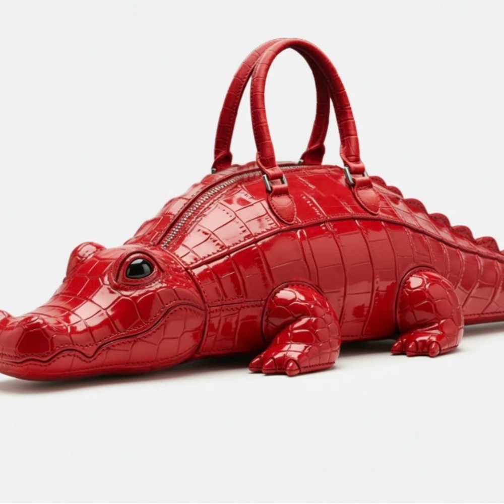 Red Alligator-Shaped Handbag